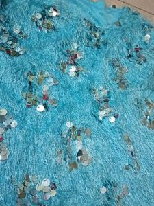 Blue Fuzzy Sequin Top
