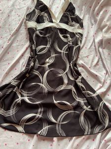 Brown & White Pattern Mini Dress (night Wear)