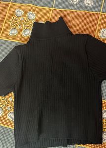 Urbanic Ribbed Black Polo Top