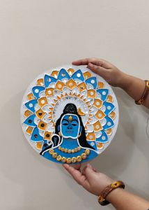 Handmade Adiyogi Clay Painting On MDF