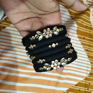 thread bangles with kundan work