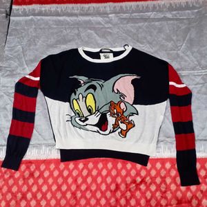 ONLY Womens Round Neck Tom and Jerry Printed Top