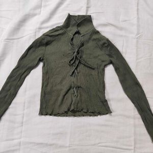 Olive Green Ribbed Top