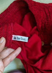 Red Close Neck Top