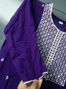 Embroidered Purple Kurti - Size L