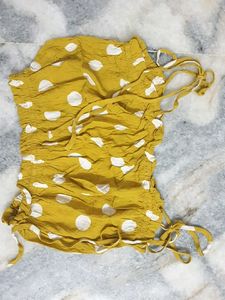 🐥Mustard Polka Dot Crop Top