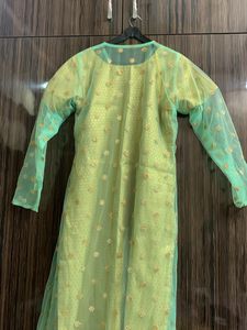 Banarasi Suit With Net Long Koti