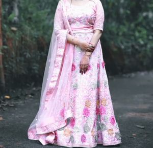 Pink Floral Embellished Lehenga