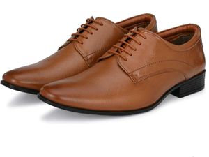 Men’s Genuine Leather Tan Formal Derby Shoes
