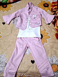 Baby Girl Top Pant With Jacket Set