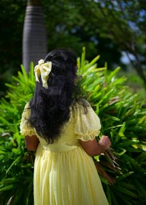 Unique Lime Yellow 🟡 Princess Gown With Hairbow
