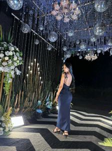 Navy Blue Backless Maxi Dress