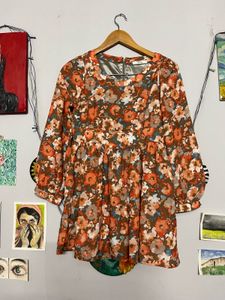 Floral Print Mini Dress🧡