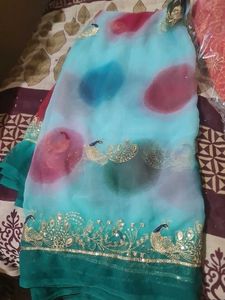 Elegant Peacock Embroidered Saree