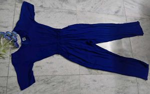 Blue Flowy Jumpsuit(FREE HAIR BOW AND FLOWER CLIP)