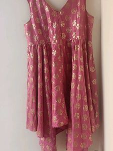Pink &amp; Gold Print Kurta Dress