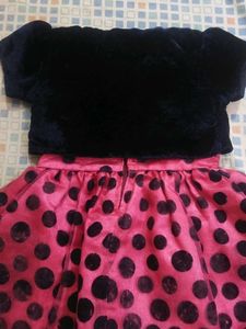 A Beautiful Rosy Red Polka Dots Frock