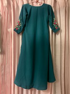 Teal Embroidered Kurti