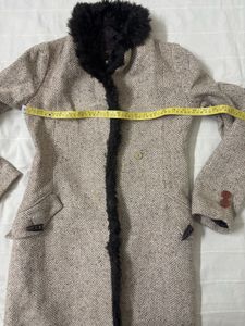 Single-Breasted Faux Fur Notched Lapel Overcoat