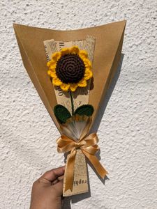 Single Sunflower Crochet Bouquet