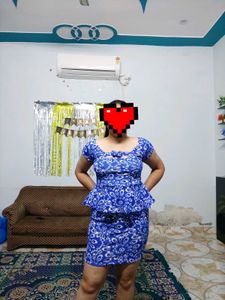 Blue Floral Peplum Dress