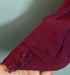 Maroon High-Low Kurti &amp; Printed Palazzo Two-Piece