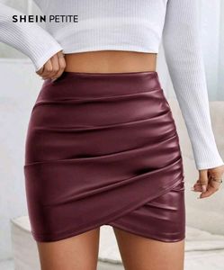 Shein Ruched Tulip Maroon Skirt