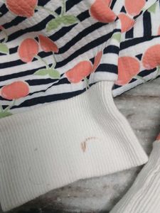 Striped Cherry Print Sweatshirt