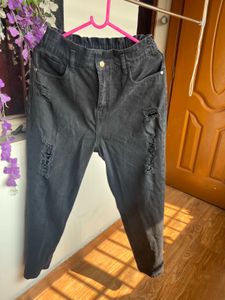 Grey Elastic Waist Jeans