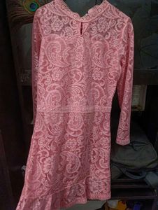 Pink Lace Long Sleeve Dress