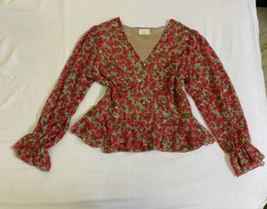 Floral Print Ruffle Blouse Bust 36