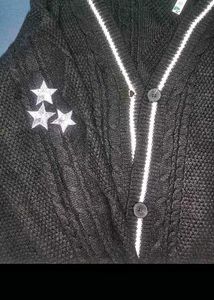 Stylish Black Cardigan with Stars