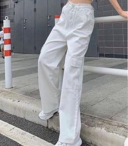 White Wide Leg Cargo Pants