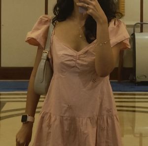 Pink Eyelet Mini Dress