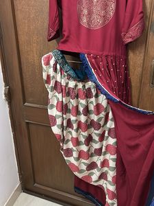 Elegant Maroon Dhoti Style Kurti/ Dress