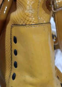 Yellow Snake Print Satchel