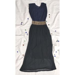 Blue And Black Party Wear Dress Gown