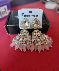 Pink Jhumka Earrings