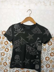 Skull Print Black T-Shirt