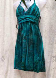768. Teal Halter Mini Dress