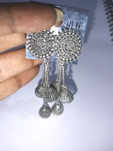 Beutiful Silver Three Layer Latkan Jhumka