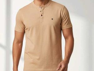 Casual Nude colour Henley T-Shirt