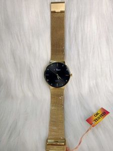 FOREST Men Black Dial &amp; Gold Toned