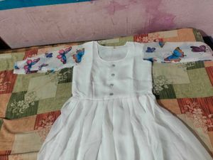 Butterfly Print White Dress