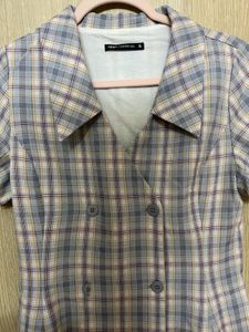 Korean Plaid Double-Breasted Mini Dress