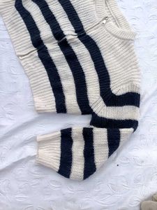 Y2k Striped Zip-up Cropped Cardigan