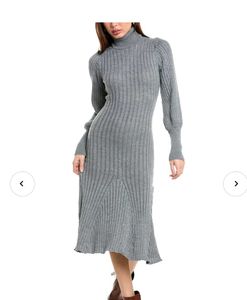 Stylish Gray Knit Midi Dress