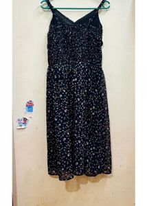 Women Fit And Flare Dark Blue Below Knee Dress 👗