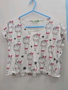 Cute Girls&#39; CropTop with detachable tank top