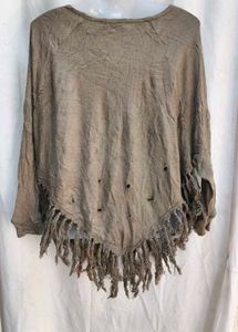 1581. Boho Fringe Poncho Top